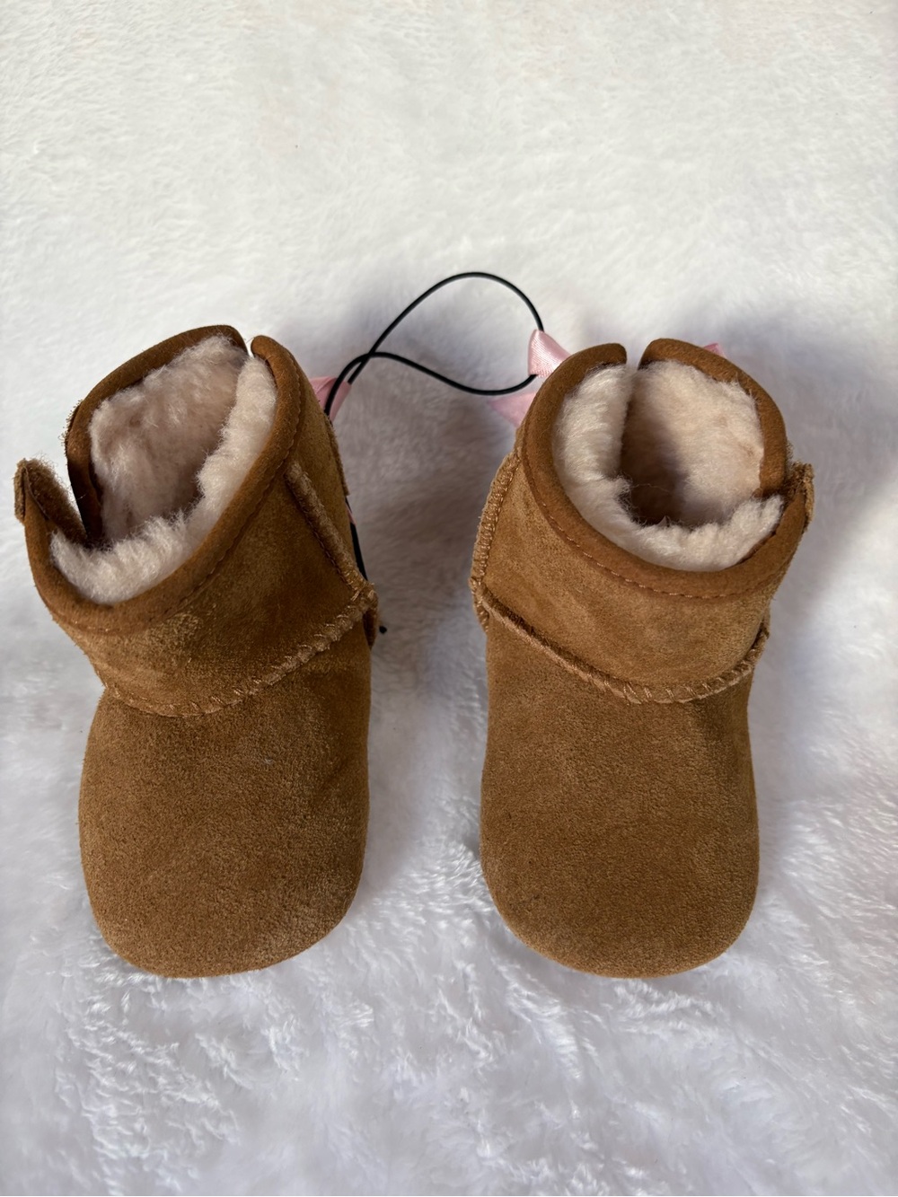 UGG Chestnut Suede Baby Walker Booties with Cream Shearling